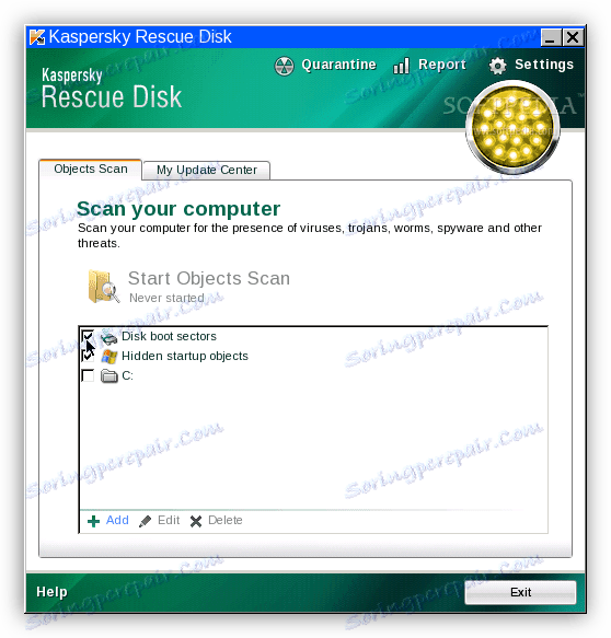 مسح الأقراص باستخدام الأداة المساعدة Kaspersky Rescue Disk