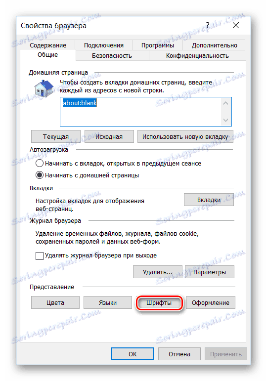 Vlastnosti programu Internet Explorer