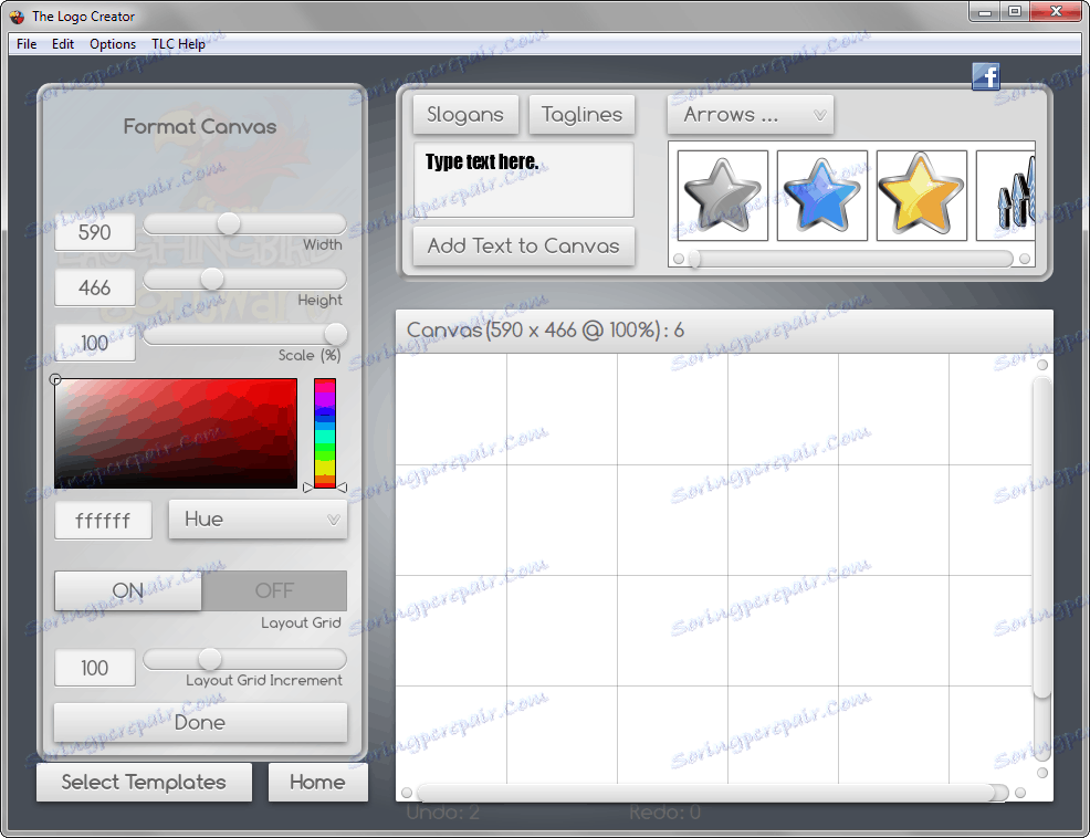 Създаване на платно в The Logo Creator