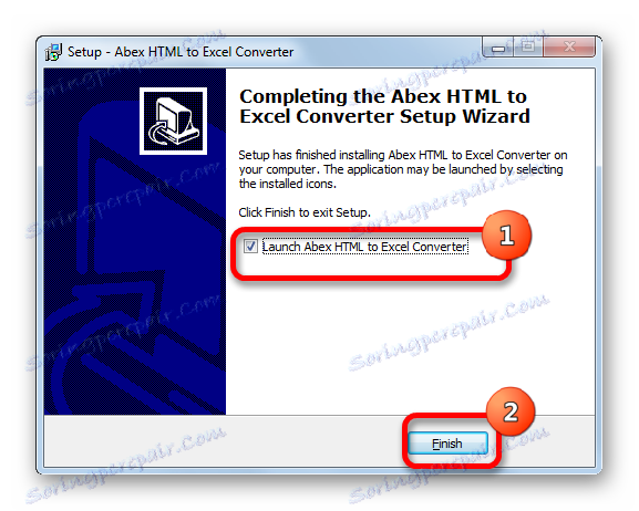 Завършване на инсталацията на Abex HTML to Excel Converter