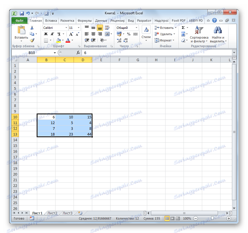 Na arkuszu jedna macierz w programie Microsoft Excel