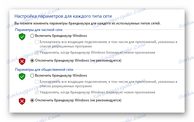 Zakázání brány firewall