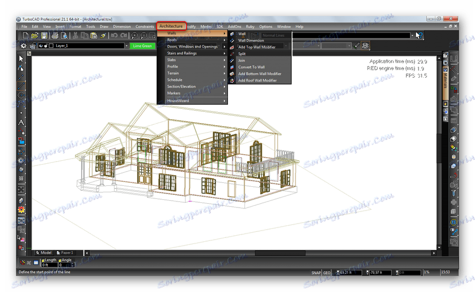 Специализирани инструменти за архитекти в TurboCAD