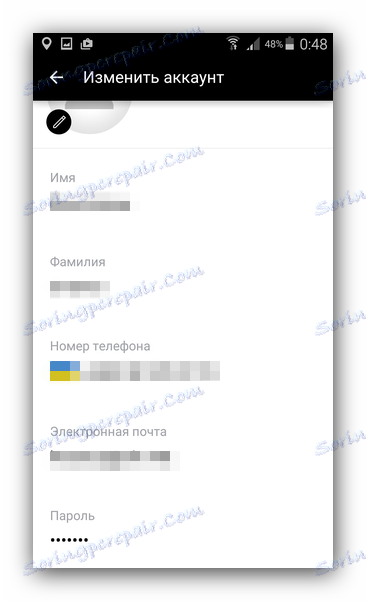 Uber nastavení účtu