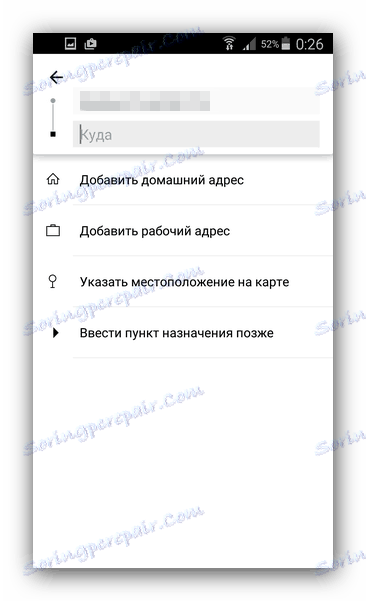 Přidání výchozí adresy Uber