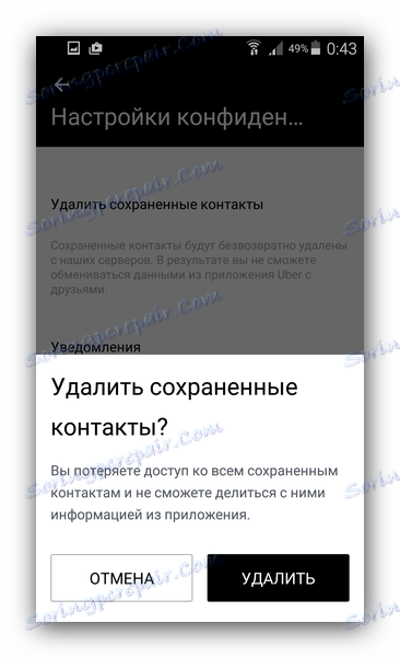 Odstranění uložených Uber kontaktů