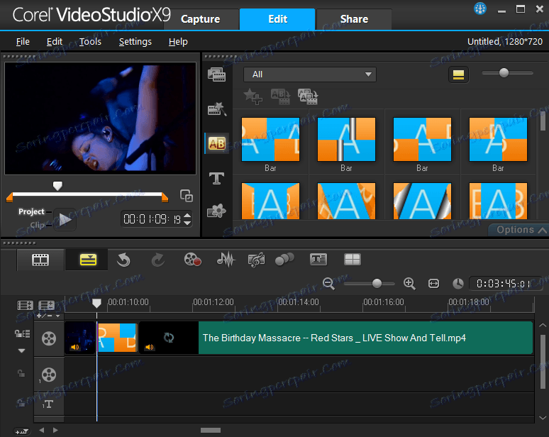 Dodavanje prijelaza između videoisječaka u Ulead VideoStudio