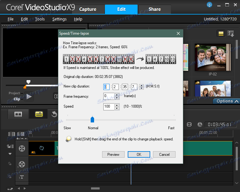 Promijenite brzinu videozapisa u programu UleadVideoStudio