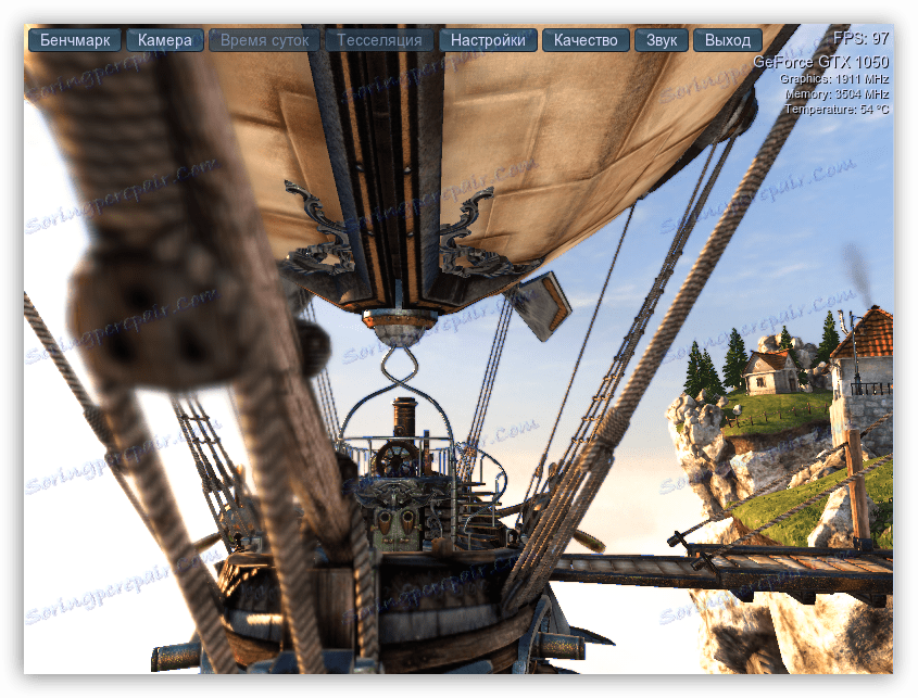 Отчитанията на сензора на тествания екран в Unigine Heaven