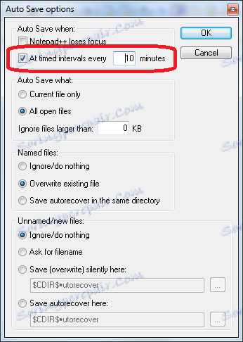 Nastavitev datoteke prihranite čas v vtičniku Auto Save v Notepad ++