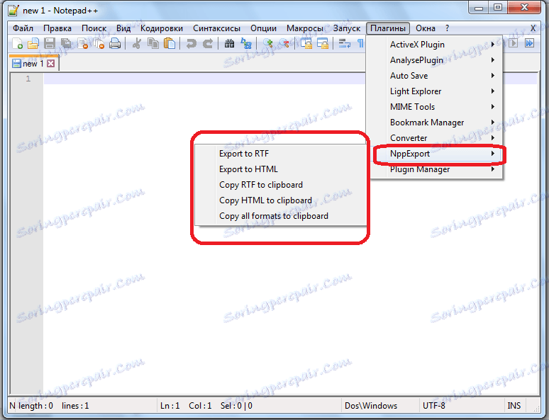 Plug-in NppExport v programu Notepad ++