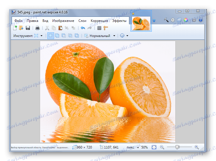 Odraz vody v aplikaci Paint.NET