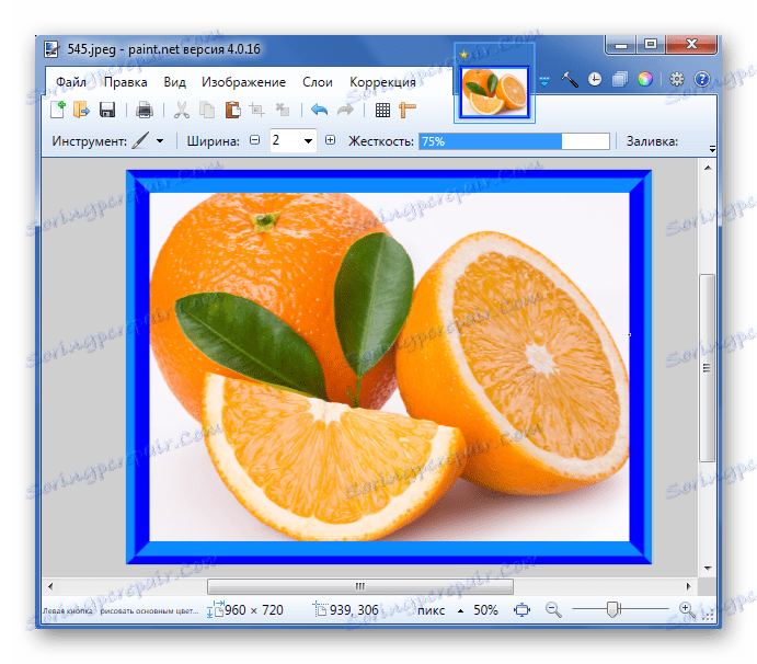 Aplikace efektu rámců na aplikaci Paint.NET
