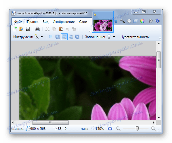 Aplikuje efekt Feather Selection na Paint.NET