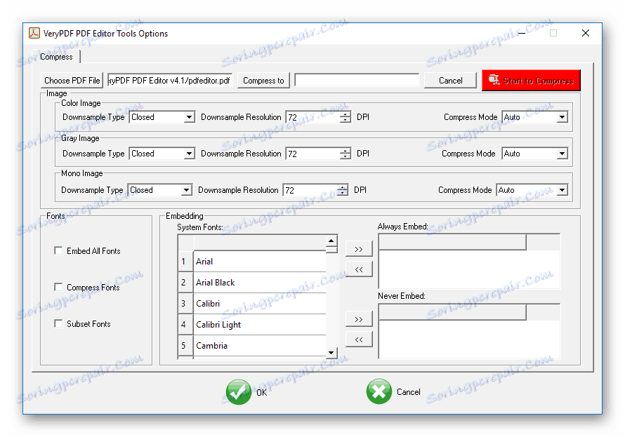 Komprese v editoru PDF VeryPDF