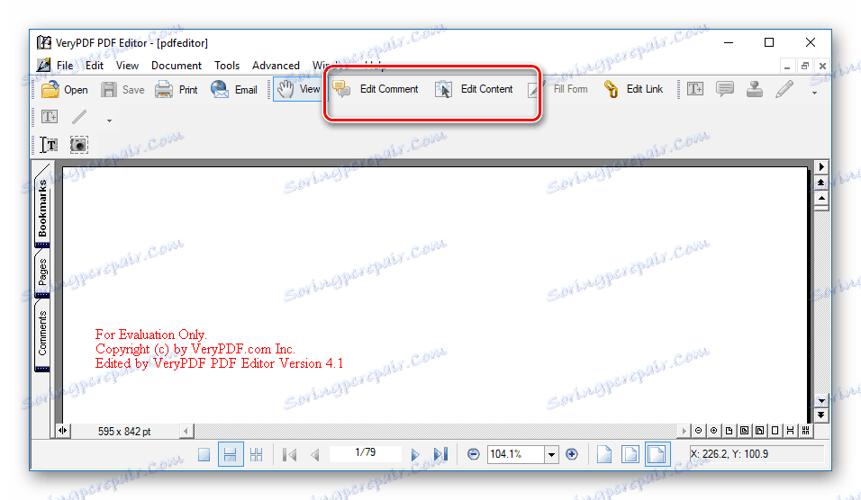 Úpravy v aplikaci VeryPDF PDF Editor