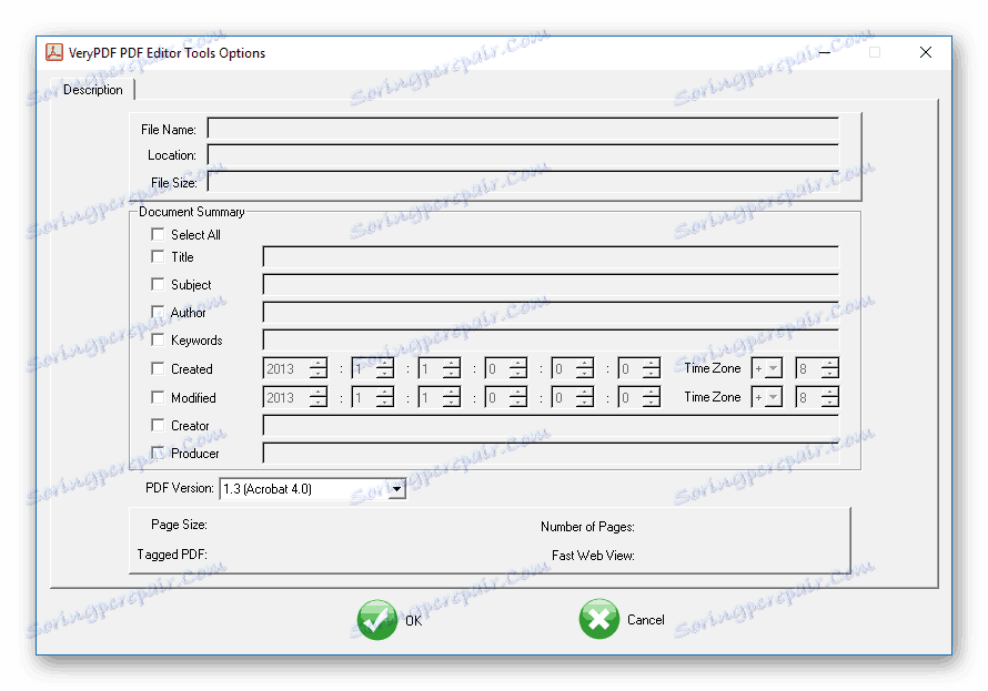 Popis v aplikaci VeryPDF PDF Editor