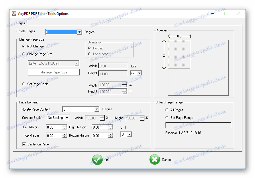 Změna velikosti v aplikaci VeryPDF PDF Editor