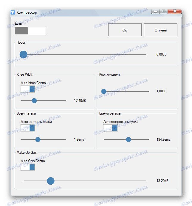 Nastavenie zvuku kompresorom v programe ViPER4Windows