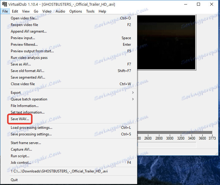حفظ مسار الصوت في ملف منفصل في VirtualDub