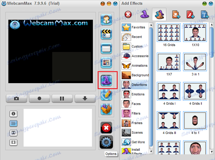 Добавяне на ефекти към WebcamMax