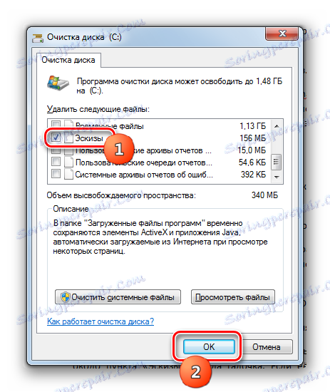 Okno čiščenja diska v operacijskem sistemu Windows
