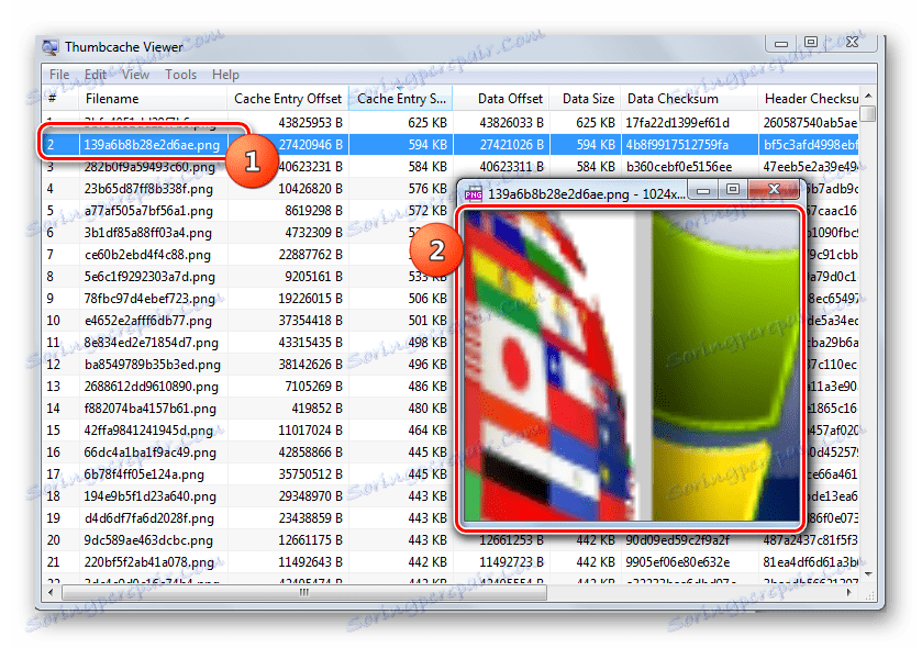 Ogled sličic v pregledovalniku Thumbcache
