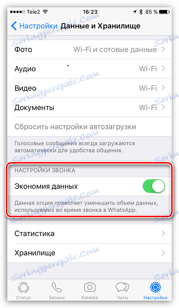 Uložte data při volání WhatsApp pro iOS