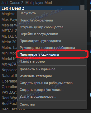 Prohlížení screenshotů hry na Steam