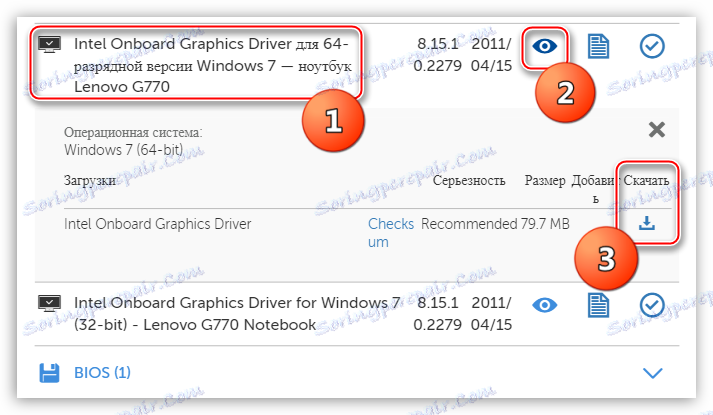 Избор и изтегляне на софтуер за интегрирана графична сърцевина Intel лаптоп на официалния сайт Lenovo