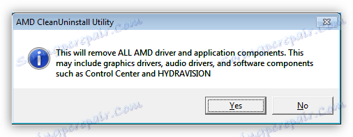 Предупредителен прозорец за премахване на всички компоненти и драйвери в програмата AMD Clean Uninstall