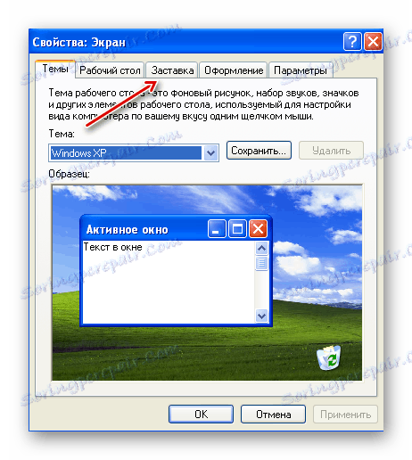 Karta Vlastnosti zobrazenia v systéme Windows XP