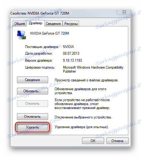 Odstrániť tlačidlo v okne vlastností grafického adaptéra v systéme Windows 7