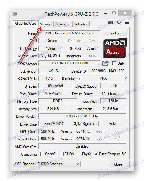 Karta Grafická karta v programe GPU-Z