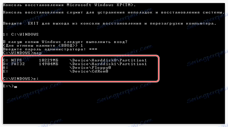 Vyberte médium na vyhľadanie zavádzacích súborov v konzole na obnovenie systému Windows XP