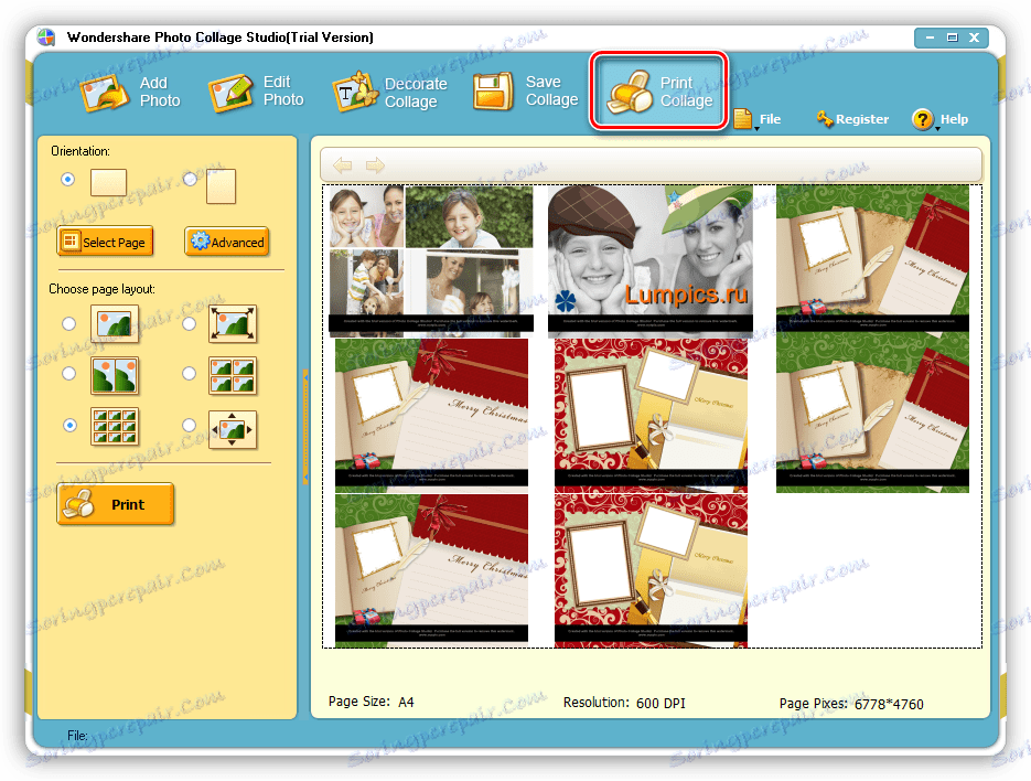 Роздруківка проекту в програмі Wondershare Photo Collage Studio