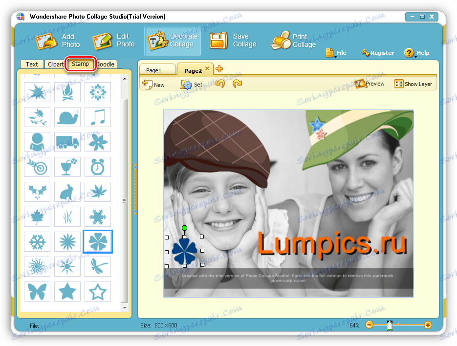 Додавання штампів на фотографію в програмі Wondershare Photo Collage Studio