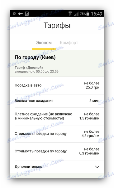 Tarife Yandex Taxi