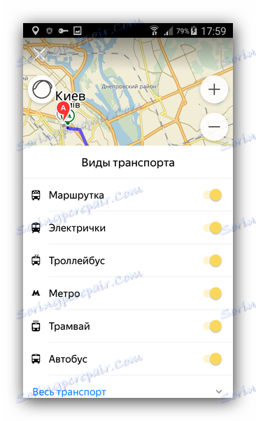 Filtar rute Yandex.Transport