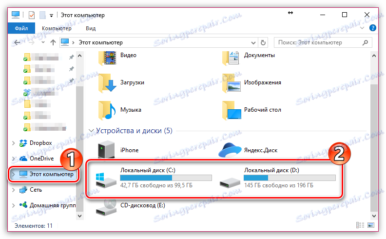 Prohlížení volného místa na disku