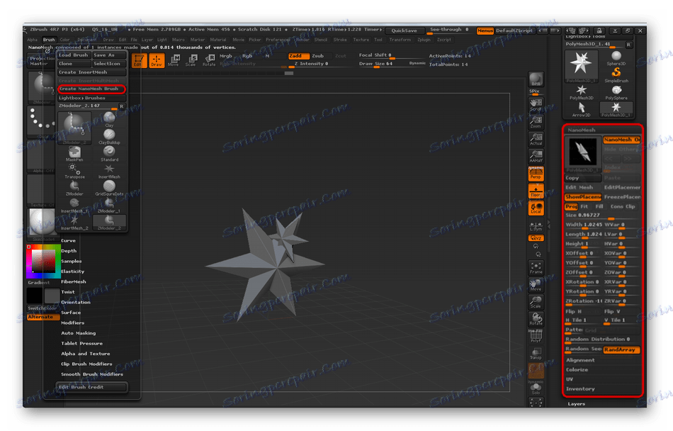 Nástroj NanoMesh v programu ZBrush