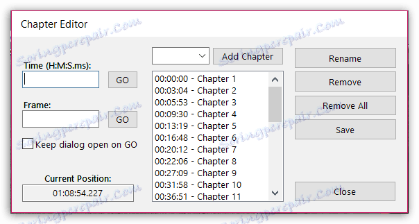 Kretanje kroz poglavlja u Zoom Playeru